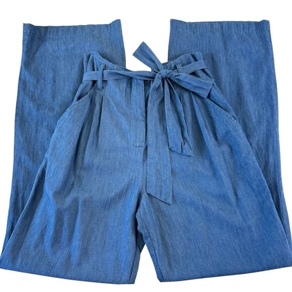 Blue Life High Rise Chambray Wide Leg Trousers, M - Picture 1 of 11